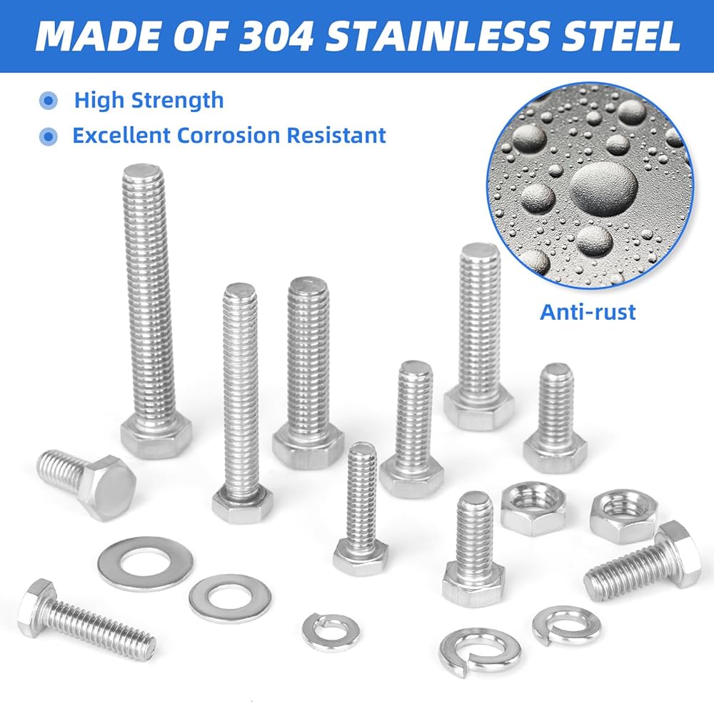 shuta set 1111 Besitu 252Pcs Hex Bolts and Nuts Assortment Kit, 1/4-20, 5
